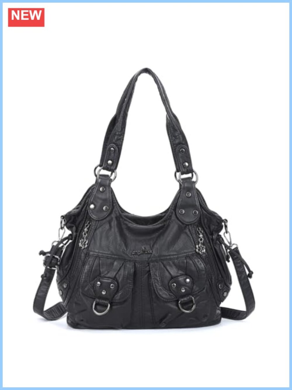 Women's Soft Faux Leather Hobo Handbag Multi Pocket Large Capacity Shoulder